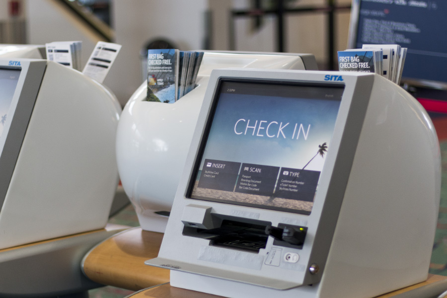Two check in stations for airline tickets